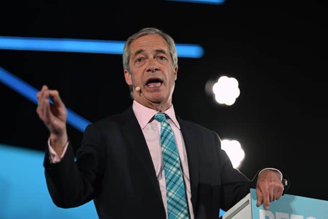 Reform UK leader Nigel Farage speaking in Aberdeen.