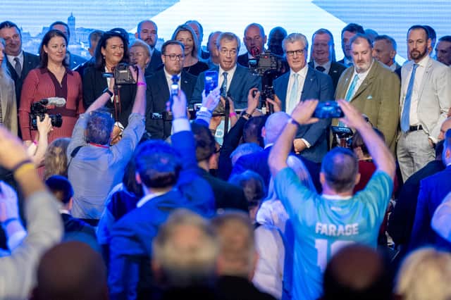 Reform's Scottish candidates with UK leader Nigel Farage