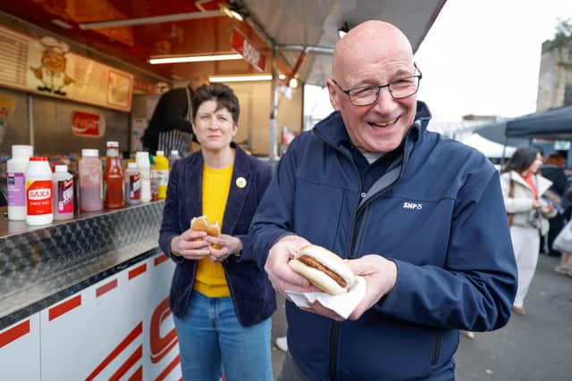 SNP leader John Swinney with SNP candidate Alison Thewliss in Glasgow