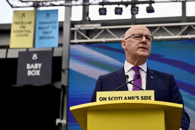 Edinburgh 16th of April 2026: First Minister John Swinney at the launch of the SNP Manifesto in the Scottish Elections 2026