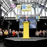 Edinburgh 16th of April 2026: First Minister John Swinney at the launch of the SNP Manifesto in the Scottish Elections 2026