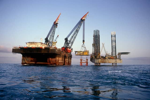 A gas production platform being installed in the North Sea (Picture: Mike St Maur Sheil/Construction Photography/Avalon)