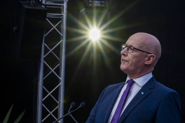 John Swinney at the launch of the SNP's election manifesto, which contained a list of free stuff and giveaways they had provided, with a promise of more to come (Picture: Lisa Ferguson)