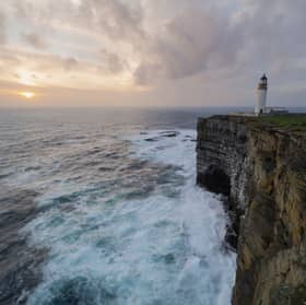 Noup Head lighthouse on Westray in Orkney