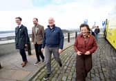 Scottish National Party candidates for Angus South, Lloyd Melville, and Dundee City East, Stephen Gethins, with party leader John Swinney and candidate for Dundee City West, Heather Anderson