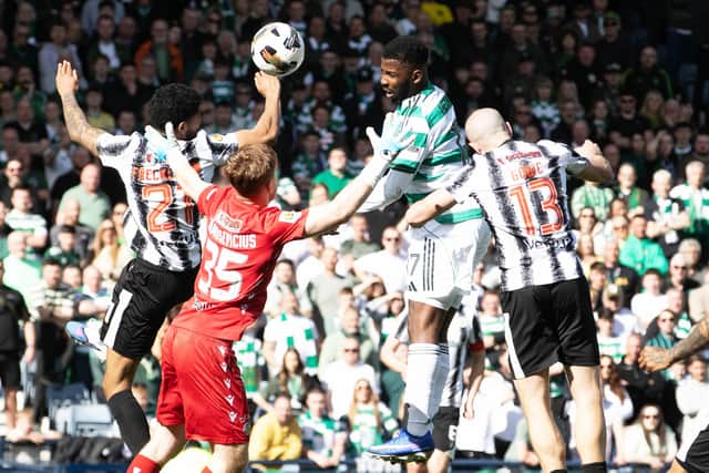 Kelechi Iheanacho heads Celtic back in front beyond St Mirren's young keeper Grant Tamosevicius.