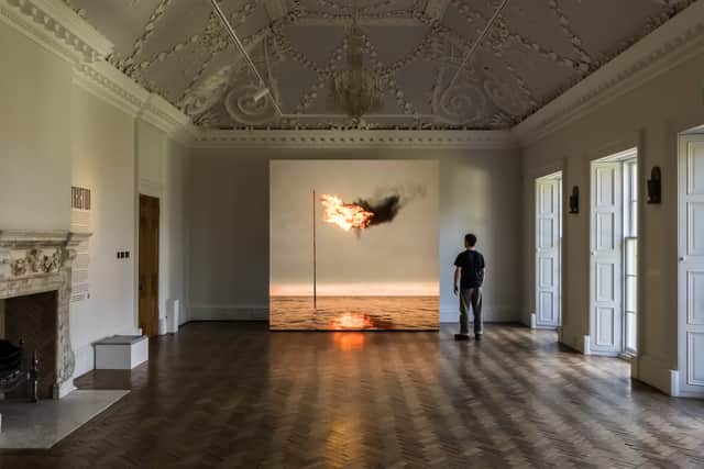 Flare (Oceania) at sunrise (2022) by john gerrard at Jupiter Artland