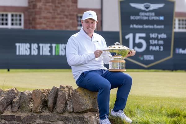 Bob MacIntyre, the 2024 winner, pictured with the Genesis Scottish Open trophy at a media day for this year’s event