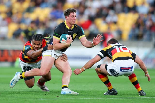 Riley Higgins playing for Wellington against Waikato in the NPC semi-finals in 2024.