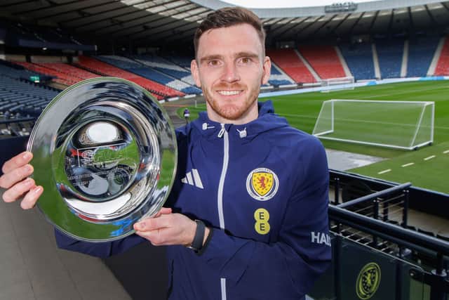Scotland captain Andy Robertson collects the SFWA men's International Player of the Year Award on behalf of the national team.