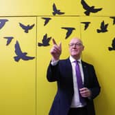 First Minister of Scotland and SNP leader John Swinney delivers a speech at Coffee Saints in Edinburgh, while on the campaign trail for the upcoming Holyrood election, on Wednesday. PIC: Robert Perry/PA Wire