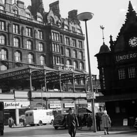 St Enoch mainline station in Glasgow pictured in 1963, ahead of its closure three years later, with the underground station to the right.