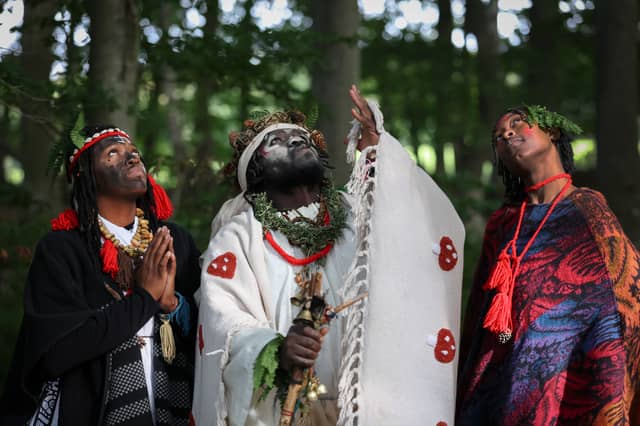 'King Atehene' and 'Queen Nandi' with handmaiden 'Asnat' of the self-styled "African tribe", Kingdom of Kubala.