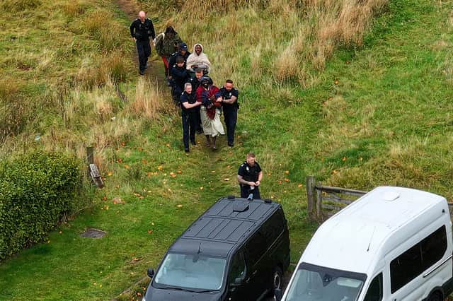 An aerial view of the Kingdom of Kubala members as they were arrested in 2025.