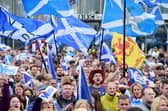 Pro-independence supporters march in Glasgow in the run-up to the independence referendum im 2014