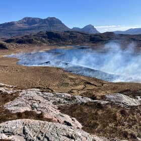 Fire crews and estate staff tackled a wildfire in Assynt. Picture: Assynt Foundation