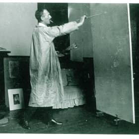 Samuel Peploe in his studio.