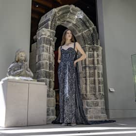Model Danae Crawford in a creation by rising Scottish designer and Glasgow School of Art graduate, Flora McFarlane.