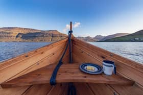 The traditional Faroese rowing boat that features in David Gange's journey 