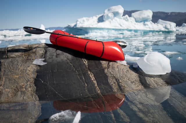 The tiny inflatable boat David Gange used while in Greenland