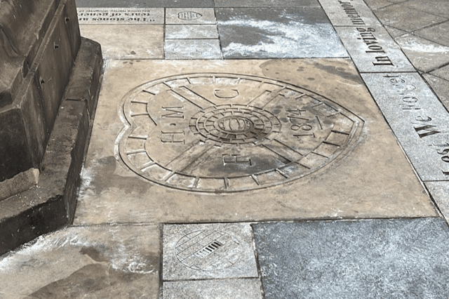 The crest which lies below the memorial has been allegedly damaged