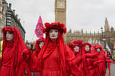 Extinction Rebellion climate change demonstrators take part in a rally in London in April 2023