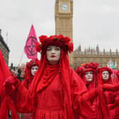 Extinction Rebellion climate change demonstrators take part in a rally in London in April 2023