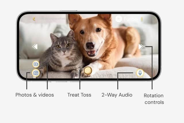 Furbo’s app allows pet owners to check in live, speak to pets remotely and control camera features from anywhere.