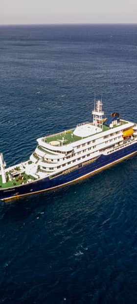  The cruise ship MV Hondius stationary off the port of Praia, the capital of Cape Verde, on May 3, 2026. 