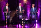 Scottish Labour leader Anas Sarwar, First Minister John Swinney and Reform UK's Scottish leader Malcolm Offord.
