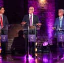 Scottish Labour leader Anas Sarwar, First Minister John Swinney and Reform UK's Scottish leader Malcolm Offord.