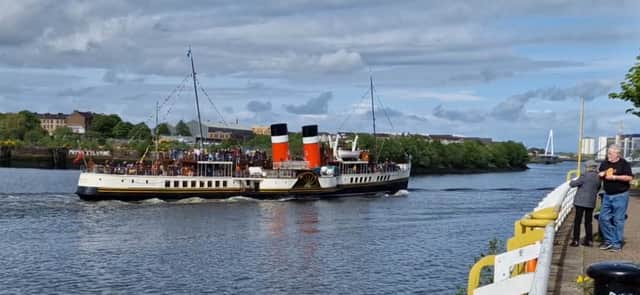 Waverley steaming down the Clyde in Glasgow on Friday on the first day of its 2026 season