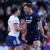  Ben White of Scotland clashes with Antoine Dupont of France during the Guinness Six Nations 2026 match between Scotland and France at Scottish Gas Murrayfield (Pic: SNS)