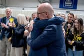 John Swinney after he was re-elected in his Perthshire North constituency