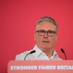 Keir Starmer during his speech on Monday morning