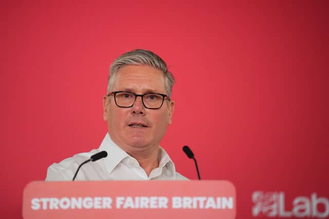 Keir Starmer during his speech on Monday morning