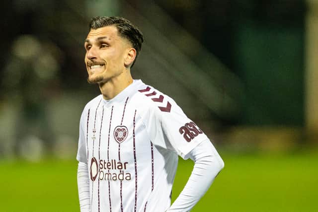 Kyziridis shows his frustration at full-time as Hearts drop points against Motherwell at Fir Park on Saturday night.