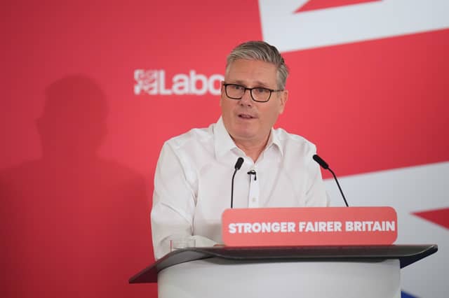 Keir Starmer during his speech on Monday