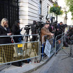 The media gathered in Downing Street during Cabinet