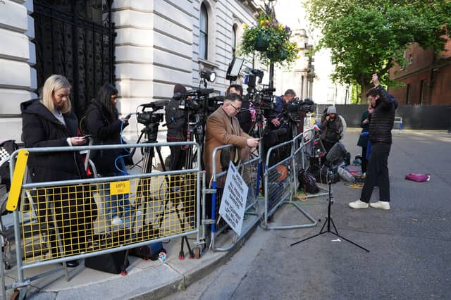 The media gathered in Downing Street during Cabinet