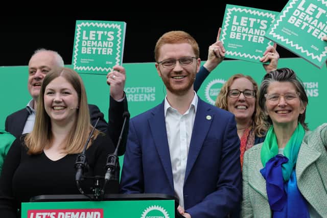 Scottish Green co-leaders Gillian Mackay and Ross Greer, along with Mark Ruskell MSP, Lorna Slater MSP and Ariane Burgess MSP.