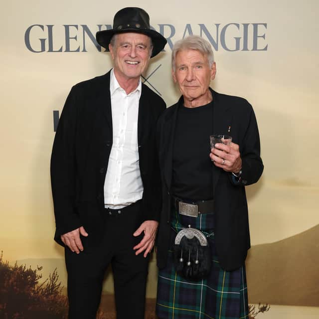 Bobby Shriver and Harrison Ford attend the Harrison Ford x Glenmorangie launch celebration at Sunset Tower Hotel