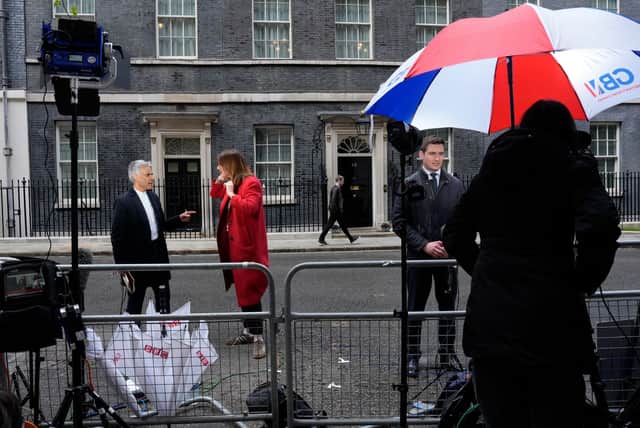 Members of the media outside the door to 10 Downing Street amid calls for Keir Starmer to agree to stand down as Prime Minister (Picture: Carlos Jasso)