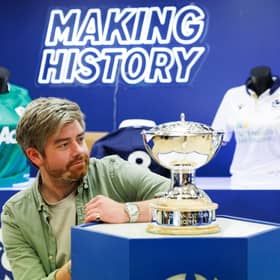 David Ramsay of Hamilton & Inches unveils the new Siobhan Cattigan Trophy.