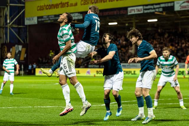 Celtic were awarded a penalty after a VAR review against Motherwell after Sam Nicholson was deemed to have handled the ball.
