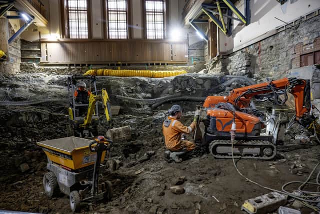 Construction on the main hall in the Royal High School.
