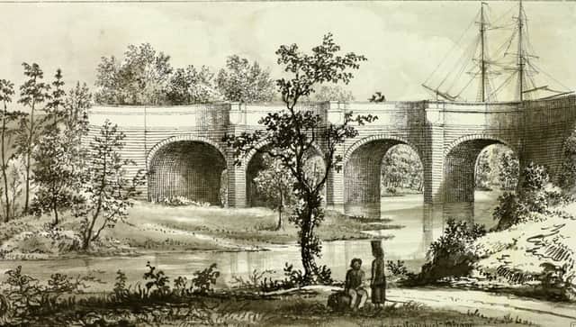 An etching of the Kelvin Aqueduct by James Hopkirk in 1829
