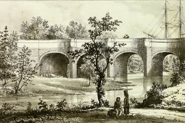 An etching of the Kelvin Aqueduct by James Hopkirk in 1829