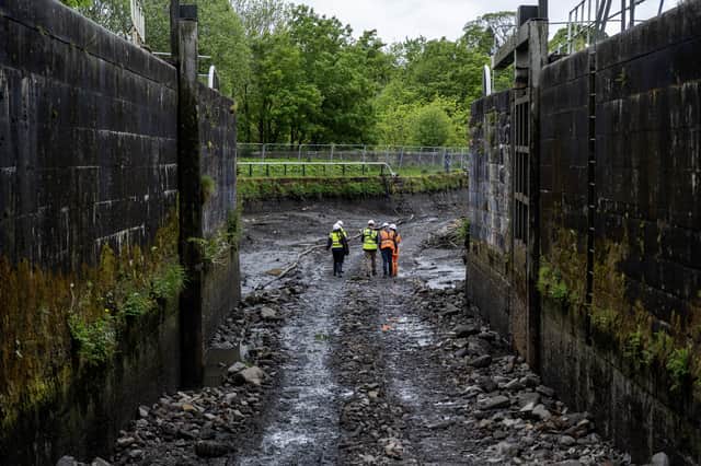 A canal lock near the eastern end of the Kelvin Aqueduct