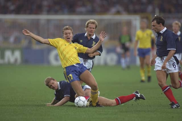 Scotland and Sweden clash during Italia '90.